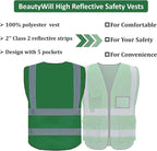 BeautyWill Custom Logo 10/20 Pack Safety Vest Class2 High Visibility Vest with Pockets Breathable Construction Vest Bulk