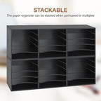 EMERIT 4-Tier Adjustable Paper Organizer, Large Capacity Book Shelf for Textbooks/Magazines/Office Files, Wooden Dividers, 7 lbs per Shelf, Black
