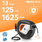 Giraffe Tools DE14 Retractable Extension Cord Reel 50 ft 14/3AWG Power Cord Storage Reel Wall/Ceiling Mount, Lighted Triple Tap Outlet, 50ft, Black Orange