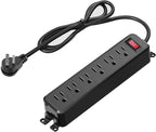 Wall Mount Power Strip,Flat Plug Power Strip with Switch,6ft Extension Cord,6 Outlets, Flexible Installation for Home, Office,and School,ETL Listed,Black (6ft,6 outlets)