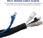 Black Braided Cable Management Sleeves Wire Loom Tubing Cord Protector Self-Wrapping (1/4"-42Feet)