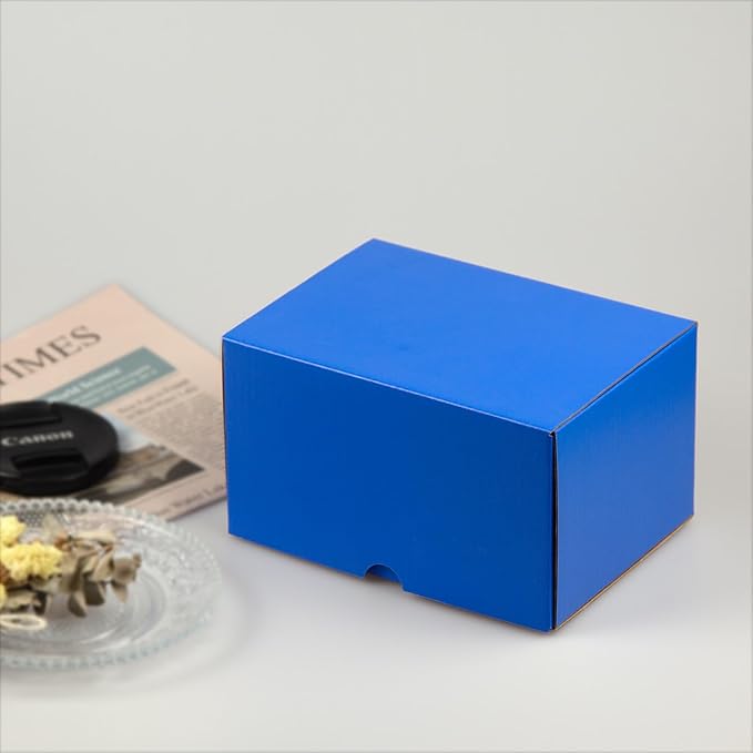 7x5x4 Inches Shipping Boxes Pack of 25, Blue Corrugated Cardboard Box Literature Mailer for Packing Small Business