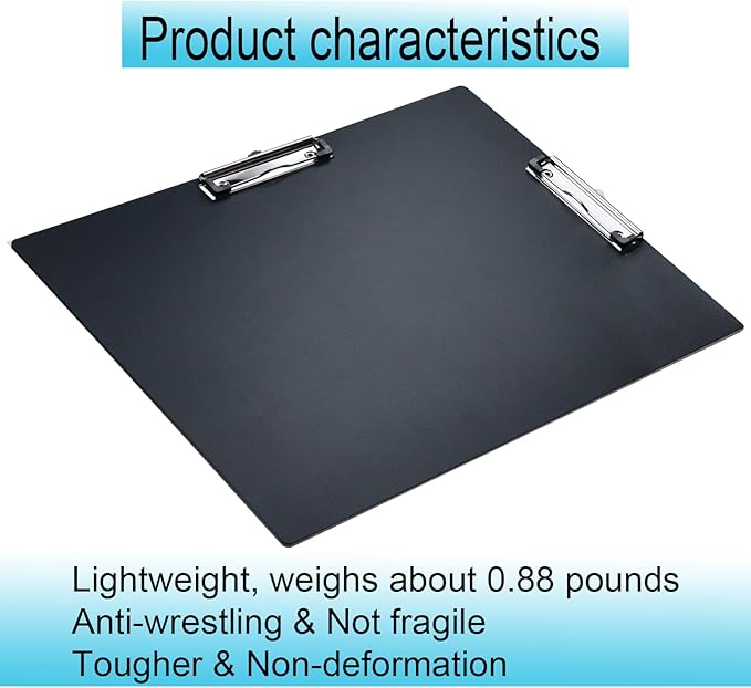 Acocony 11x17 clipboard Double Clip Extra Large Clipboard Low Profile Clip 11 x 17 Clipping Board Light Weight Not Fragile Plastic Black Pack of 1