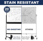 TSJ-OFFICE Rolling Clear-Glass Whiteboard on Wheels - 48" x 32" Mobile Dry Erase Board with Stand, Large Rolling White Board with 25 Sheets Paper Pad, Transparent Tempered Glass Board for Home Office