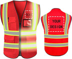 YOWESHOP High Reflective Visibility Safety Vest Custom Your Logo Safety Workwear with Reflective Strips and Front Zipper