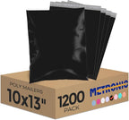 Metronic Poly Mailers 10x13 1200 Pcs, Medium Shipping Bags for Clothing, Strong Adhensive Shipping Envelopes for Small Business, Waterproof Poly Mailing Bags, Tear-resistant Packaging Bags in Black