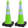 OrangeStar 28" Traffic Cones 4-Pack, Green Safety Cones with Reflective Collars, Weighted Rubber Base for Highway, Roadwork, Parking Lot Safety, Warehouse, Indoor & Outdoor Use