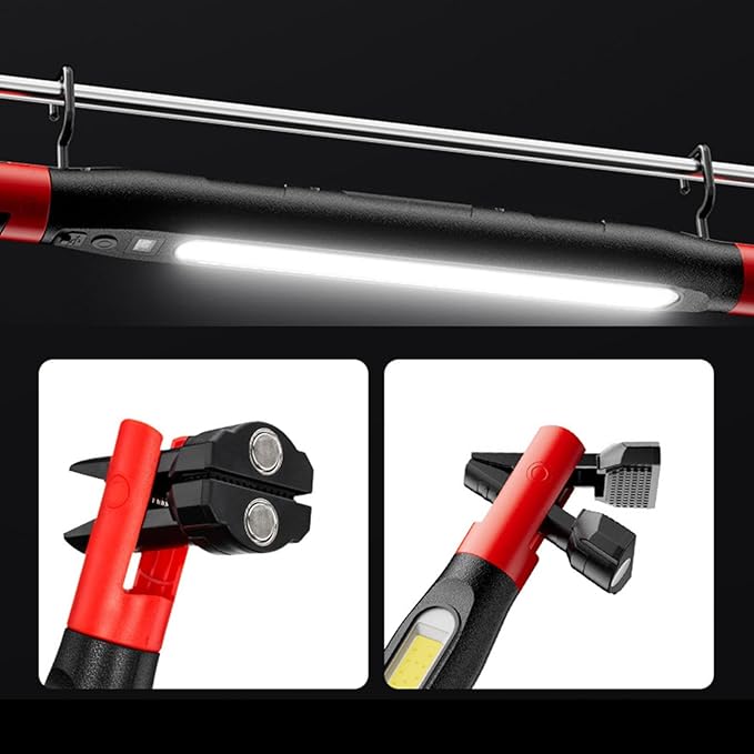 Magnetic Work Light Bar - Cordless, Rechargeable, 3-Mode LED, Waterproof - Under Hood Mechanic Light for Mechanic, Car Repairing, Garage, Workshops, Shelves, Vehicles