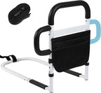Klvied Bed Rails for Elderly Adults Safety, Adjustable Bed Side Rails with Side Handle, Bed Cane with Motion Light and Storage Bag, Fit King, Queen, Full, Twin,Medium