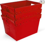 Hudson Exchange 18.25 x 13.25 x 11.75 (3 Pack) Corrugated Space Age Handled Storage Container Mail Tote, Red