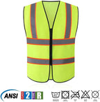 Tekware Safety Vest with High Reflective Strips, Pack of 10 Bright Neon Color Construction Protector with Zipper