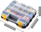 Hardware Organizer Box 34 Compartments Small Parts Organizer with Removable Dividers Durable Plastic Double Side Tools Box Screw Organizers For Nuts, Bolts, Screws, Nails 2Pack