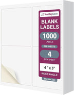 NextDayLabels – 4” x 5” Rectangular Sticker Labels for Printer - White Laser/Inkjet Printer Labels Return Address Labels Shipping Label Stickers (250 Sheets, 4 Per Sheet, 1000 Labels)