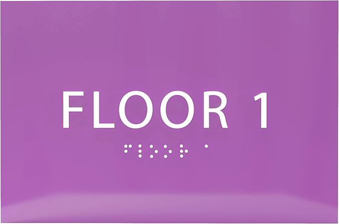 6" X4" Floor 1 Sign - ADA Compliant Tactile Graphics Grade 2 Braille Text | Wall Mount Plastic Directional Assistance, Floor Number Sign for Office, Schools, Hospitals, Apartments