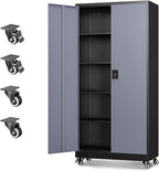 Letaya Metal Garage Storage Cabinets with Lock Door and Adjustable Shelves, Steel Tool Cabinets for Home,Office,Warehouse Organisieren (Black Grey, 75" H)