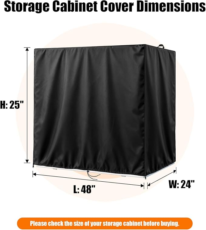 Kasla Storage Cabinet Cover, Outdoor Chest Storage Waterproof Cover, Weatherproof Cabinets Covers for Kitchen Patio Garden Backyard - 48"Lx24"Wx25"H