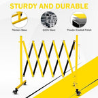 17FT Traffic Barricade with Casters, Metal Expandable Barricade, Folding Security Gate, Retractable Fence Outdoor Barricade Fence for Construction Area, Traffic Control(2pc)