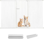 Lumizone Extra Tall Cat Gate 55.12" High Pressure Mounted Extra Wide 2025 New (17 Sizes) 1.37" Gap No Drilling Auto-Close One-Handed Operation Tall Pet Gate for Dogs(White, 55.12" H x 88.58"-92.71" W)
