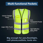 10 Pack Mesh Safety Vest Custom Logo High Visibility Reflective Vest with Pockets Security Work Vest（Yellow，XXL）