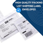 200 Units, 7.5"x5.5" Clear Packing List Shipping Label Envelopes - Heavy Duty Adhesive, Ideal for Labels, Invoices & Documents