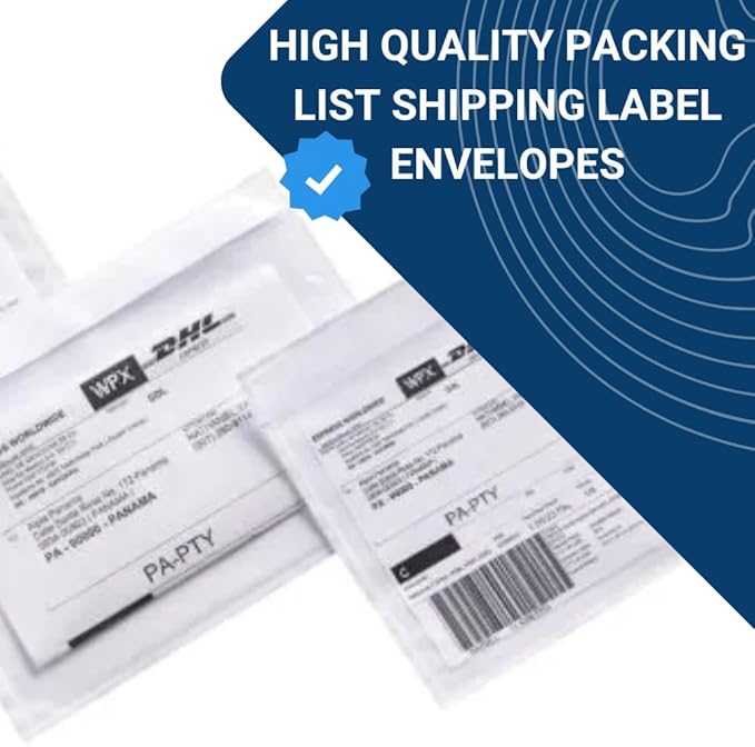 100 Units, 4.5"x5.5" Clear Packing List Shipping Pouches – Heavy Duty Self-Sealing Adhesive Envelopes, Waterproof & Tear-Proof – Ideal for Labels, Invoices & Documents