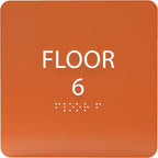 6" X6" Floor 6 Sign - ADA Compliant Tactile Graphics Grade 2 Braille Text Acrylic Wall Signs - Directional Assistance, Floor Number Safety Sign for Office, school Hospital, Apartment