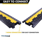 Kable Kontrol Atlas Heavy Duty Cable Protector Ramp - 1 Channel - 1 Pcs - 39" Long Black & Yellow - 24,000 Lbs Capacity - Rubber Speed Bump Wire Protector Cord Cover - CP9896