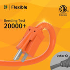 PLUGTUL 50 FT 12/3 Outdoor Extension Cord Waterproof, Heavy Duty 12 Gauge SJTW Extension Cord, 15A 1875W, ETL Listed, Great for Garden and Home, Orange