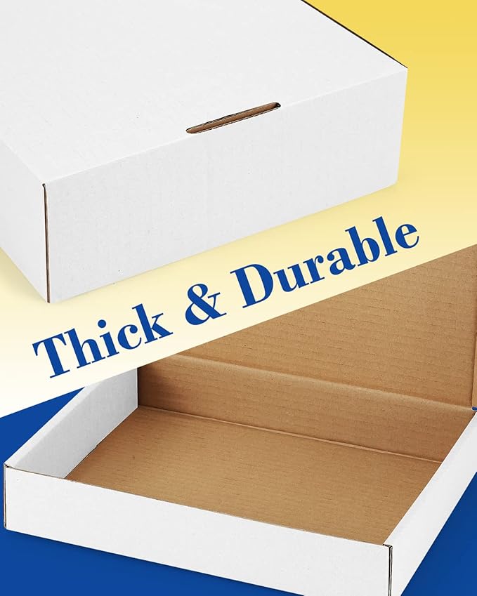Shipping-Boxes-13x10x2 Inches: 25 Pack-Cardboard-Boxes-for-Packaging, White-Shipping-Boxes-for-Packing-Small-Business, Corrugated Box Mailers for Book Shoes Gift Mailing
