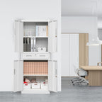 Metal Storage Cabinet, 71 Inch Tall Metal Storage Cabinet with Doors and Shelves, Pantry Cabinets with Drawer for Kitchen Storage, Garage Cabinet for Living, Dining Room, Assemble Required.