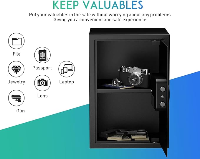 RPNB Deluxe Safe and Lock Box,Digital Keypad Safe Box,Steel Alloy Small Safes, Keypad Lock,Perfect for Home Office Hotel Business Jewelry Cash Use Storage,1.8 Cubic Feet
