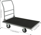 Heavy Duty Foldable Platform Truck Cart with 4 Wheels,44'' L x 28'' W Steel Rolling Flat Cart Push Cart Dolly Large Hand Truck Dolly 2500LBS Capacity Moving Hand Dolly for Groceries,Garage,Warehouse
