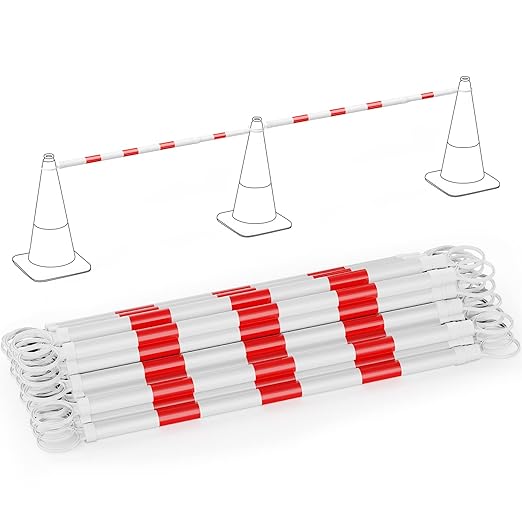 RoadHero 20 Pack 4 FT to 6.9 FT Retractable Cone Bar, Expandable Traffic Cone Bars for Parking Lots, Extendable Barricade for Road Construction, White and Red, Cone Not Included