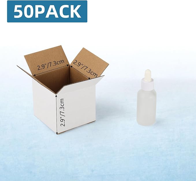 50 Pack Small Shipping Boxes 3x3x3 Inches, White Corrugated Cardboard Box for Shipping, Packing, Business, DIY