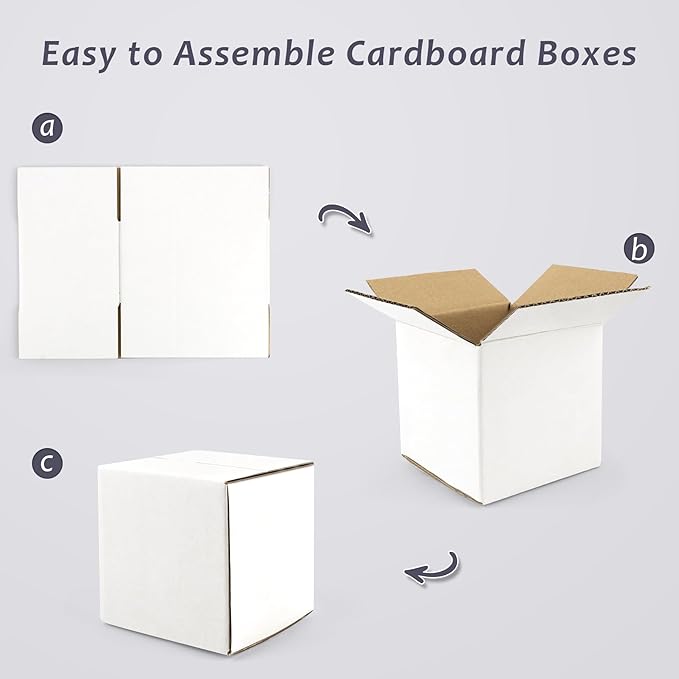 Frametory 6x6x6 Pack of 25 Corrugated Cardboard Packing Shipping Mailing Moving Carton Boxes, White