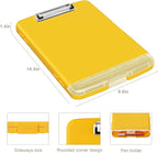 Piasoenc Clipboard with Storage, 8.5 x 11 Organization Box with Pen Holder and A4 Legal Paper Folder, Folio & Side-Opening, Low Profile Clip,for Nurses,Teachers, Size 14 x 9.6 x 1.2 in, Yellow