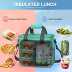 Iknoe Large Cooler Bag Collapsible 24 Can Insulated Bags Leakproof Lunch Cooler Tote with Multi-Pockets for Adult Insulated Thermal Bag for Beach, Picnic, Office Work(Mint Green)
