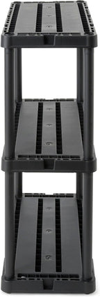Gracious Living 3 Shelf Knect-A-Shelf Solid Light Duty Storage Unit 12 x 24 x 33 Organizer for Home, Garage, Basement & Laundry, Black