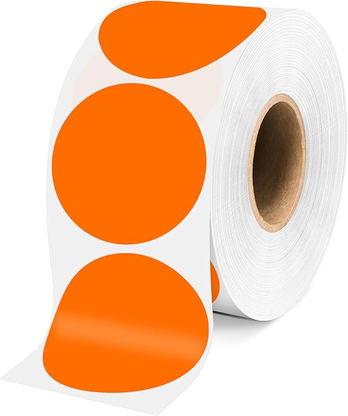 2 Inch Orange Circle Stickers 500 Pcs,Permanent Color Coding Dots for Office Home Organization, File Classification,Multipurpose Labels