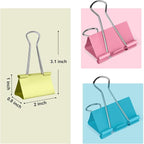 18 Pcs Extra Large Binder Clips 2 inch Length, Colorful Big Paper Clips for Office