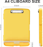 Plastic Clipboard with Storage, 8.5 x 11 Storage Organization Box Side-Opening, Heavy Duty Clip Board with Pen Holder and Paper Folder for Nurses, Teachers, Office & School Supply, Yellow