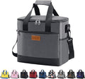 iknoe Large Cooler Bag Collapsible 24 Can Insulated Bags Leakproof Lunch Cooler Tote with Multi-Pockets for Adult Insulated Thermal Bag for Beach, Picnic, Office Work, Grey