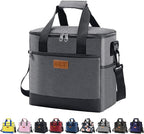 iknoe Large Cooler Bag Collapsible 24 Can Insulated Bags Leakproof Lunch Cooler Tote with Multi-Pockets for Adult Insulated Thermal Bag for Beach, Picnic, Office Work, Grey