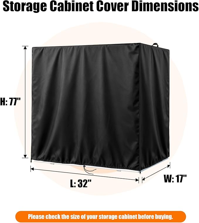 Kasla Storage Cabinet Cover, Outdoor Chest Storage Waterproof Cover, Weatherproof Cabinets Covers for Kitchen Patio Garden Backyard - 32"Lx17"Wx77"H