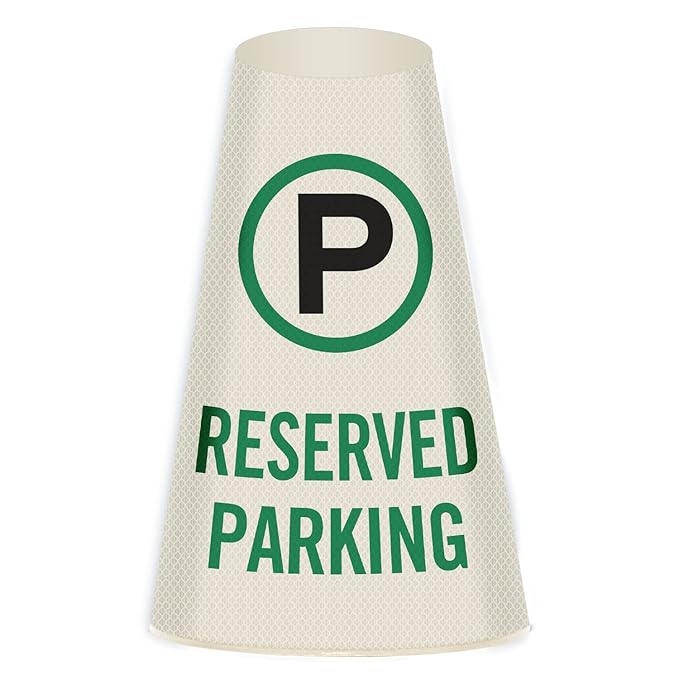SmartSign “Reserved Parking” Bright Reflective Cone Message Sleeve, Pack of 1 [Cone Not Included]