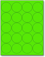 NextDayLabels - 8-1/2 x 11 Neon Color High Light Fluorescent Labels for Laser & Inkjet Printer (Green Fluorescent, 2" Round - 20 Per Page | 500 Labels)