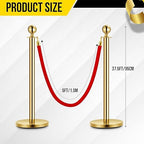 10PCS Gold Stanchion Post, 5 Ft Red Velvet Rope Stainless Steel Crowd Control Barriers Used for Theaters Parties Wedding Museums Exhibition