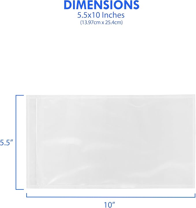 1000 Count 5.5" x 10" Shipping Label Envelopes, Clear Packing List Pouches with Self-Adhesive Back, Top Loading for Shipping Labels Sleeves, for Packing Slips, Labels Invoices & Paperwork. GPI