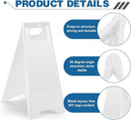 6 Pack 24 Inch Blank Floor Sign White A-frame Foldable Caution Sign Write-On Double Sided Safety Warning for Pool Restaurant Restroom Office