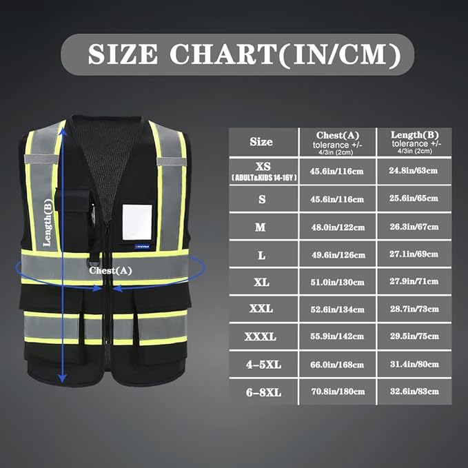 AYKRM 11 color High Vis Reflective Safety Vest for Women Men Security Pocket Zipper